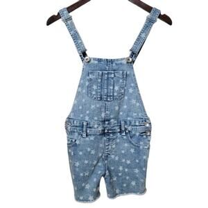 Justice Star Frayed Denim Short Overalls